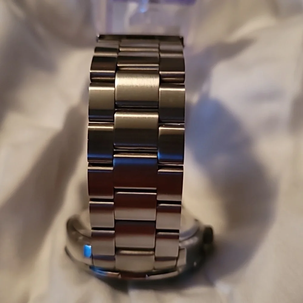 Men's Nautica Sport N11019 Wrist Watch Chronograph Silver‎ Case & Band Like New